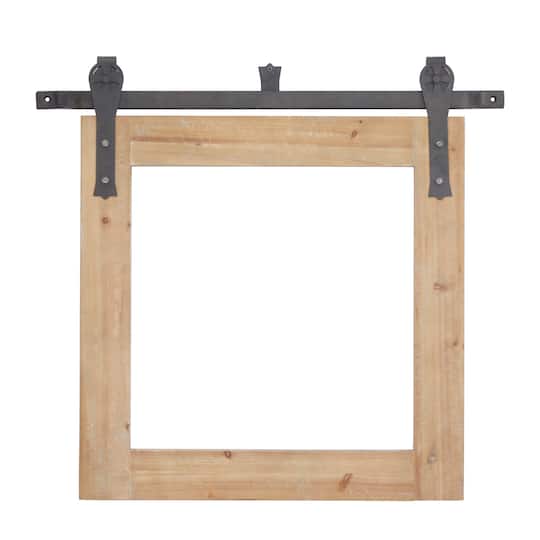 Brown Fir Farmhouse Wall Mirror, 27" x 30" x 2"